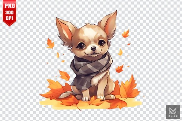 Autumn Chihuahua Dog Clipart: Real Embroidery Test