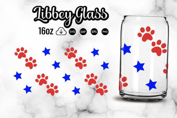 Dog Paw, 4th of July Libbey Glass Can Wr