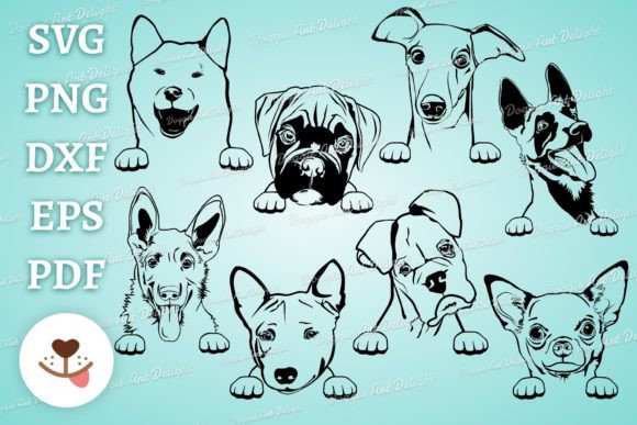 Peeking Dogs Design Bundle Svg Png Cut