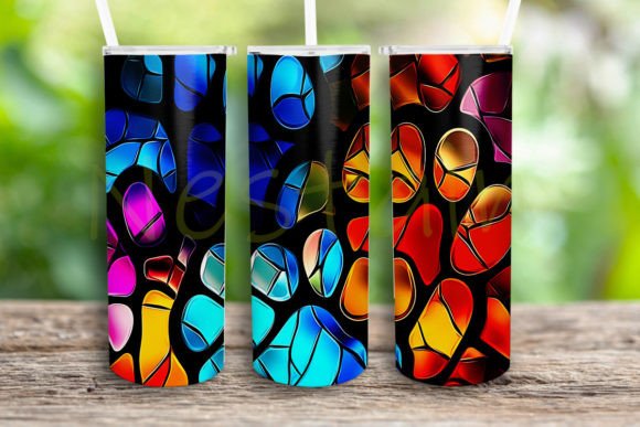 Stained Glass Dog Paws 20oz Skinny PNG