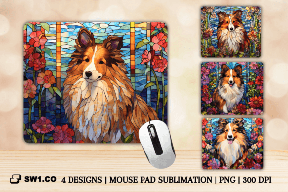 Stained Glass Sheltie Dog Mouse Pad PNG: A Design Review